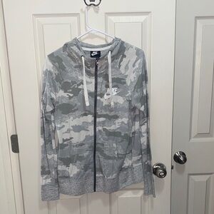 Nike Gray and White Camo Hoodie
